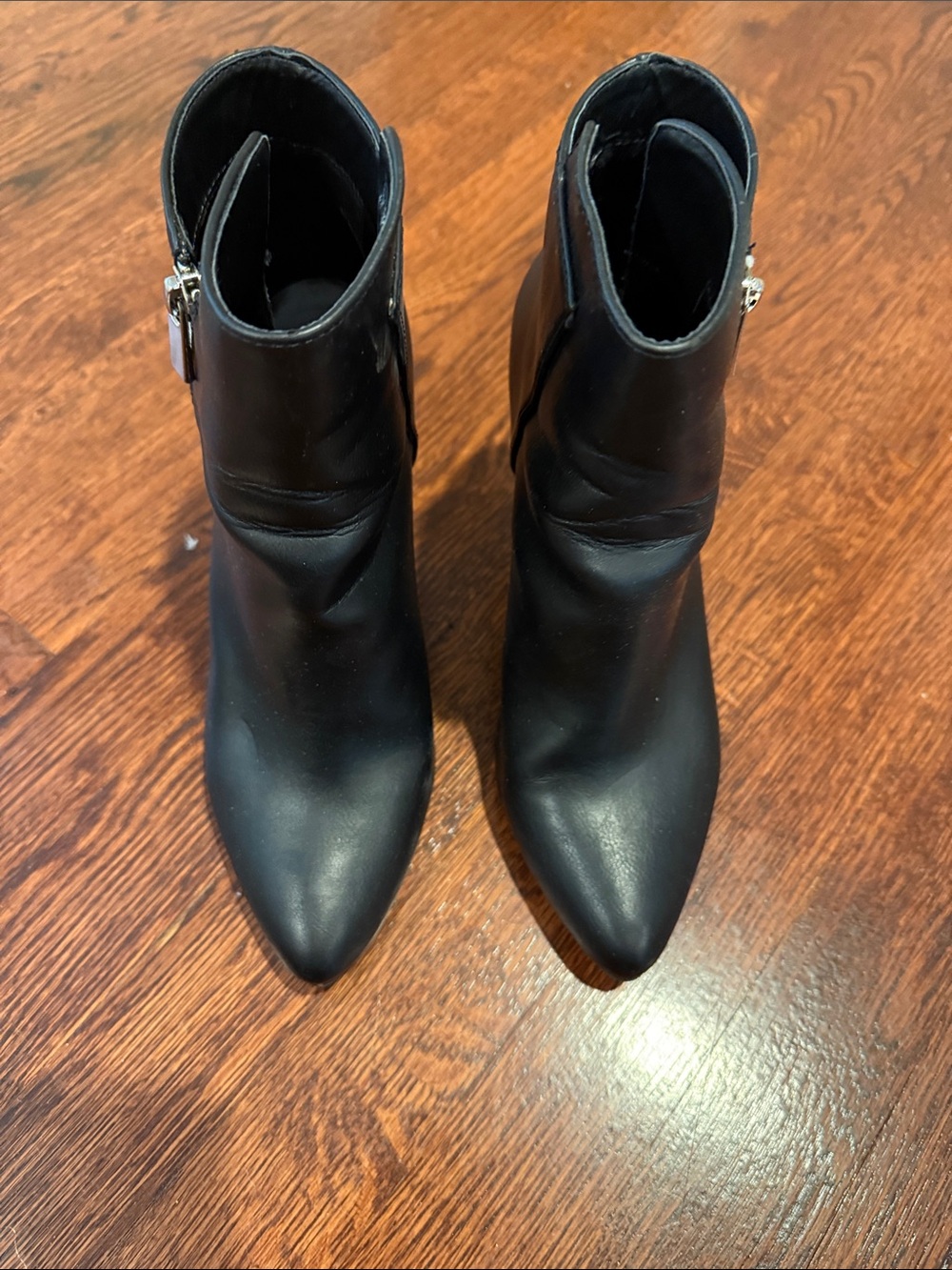 Kelly & Katie Black Pointed Toe Ankle Booties with Side Zipper